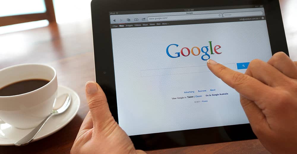 Google search on tablet